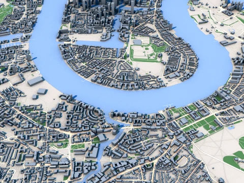 Cityscape London England Map 3D Model