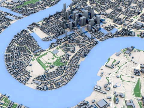 Cityscape London England Map 3D Model