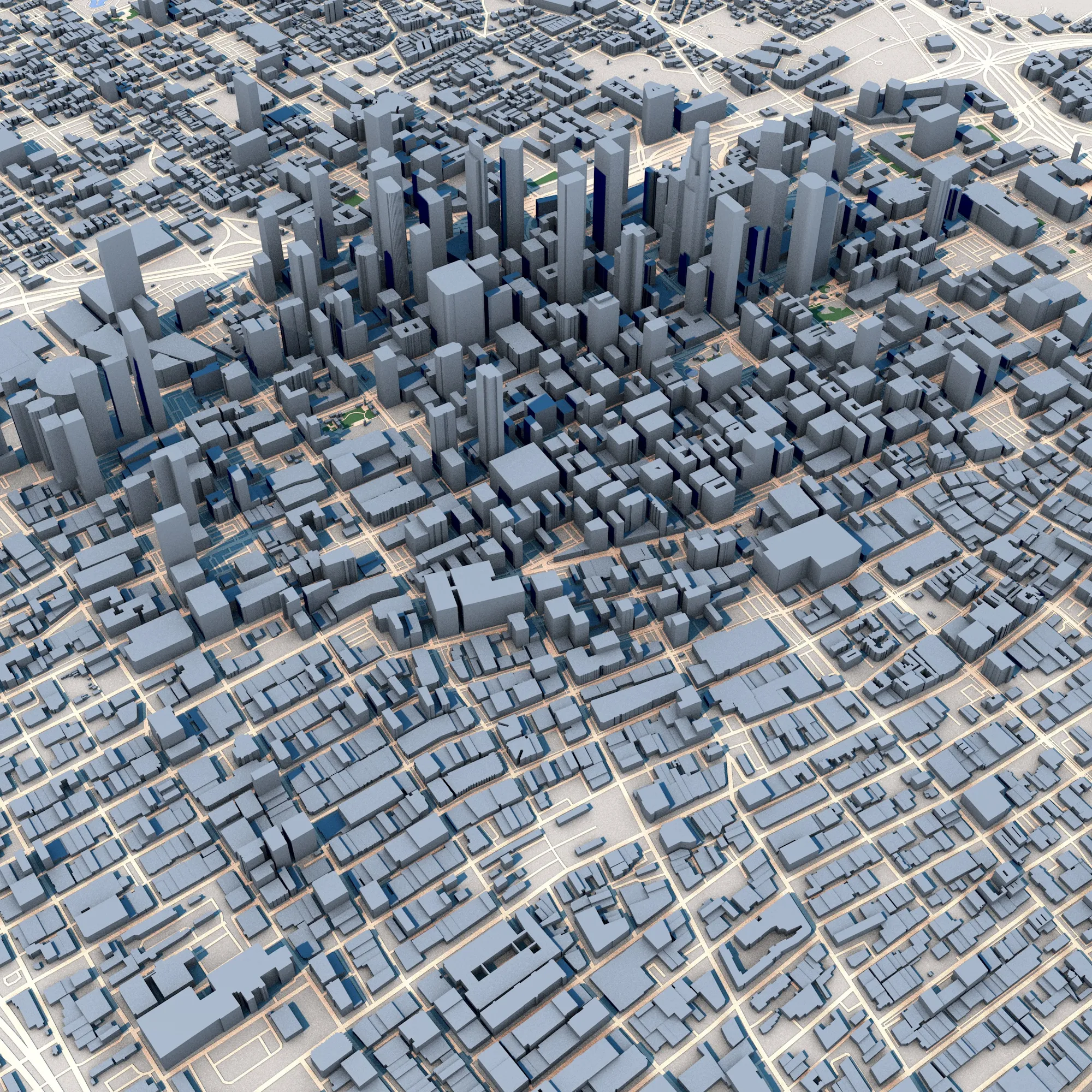 Cityscape Los Angeles United States Map 3D Model .c4d .max .obj .3ds .fbx .stl .blend 
