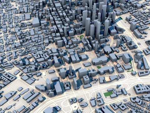 Cityscape Los Angeles United States Map 3D Model