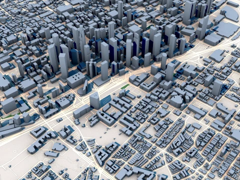 Cityscape Los Angeles United States Map 3D Model