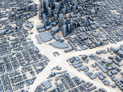 Cityscape Los Angeles United States Map 3D Model