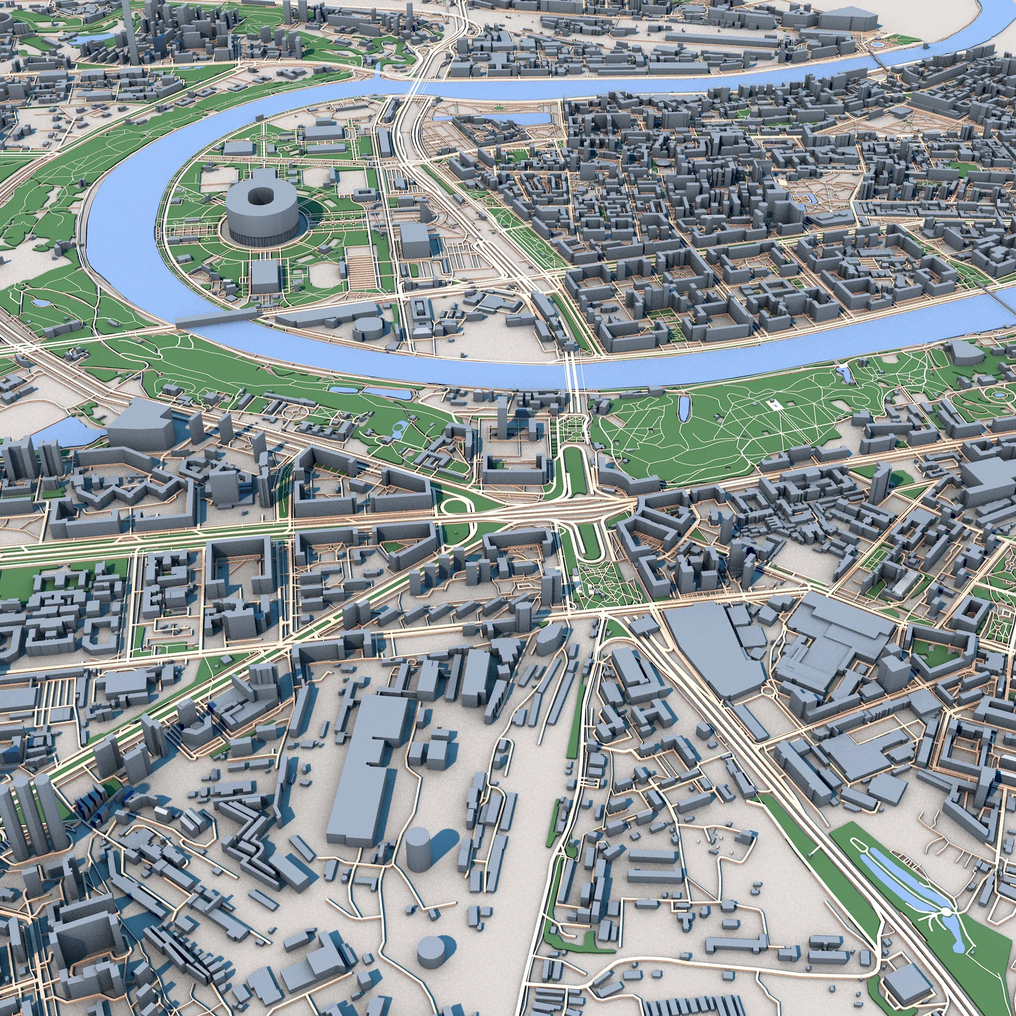 Cityscape Moscow Russia Map 3D Model .c4d .max .obj .3ds .fbx .stl .blend 