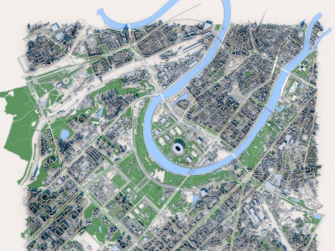 Cityscape Moscow Russia Map 3D Model