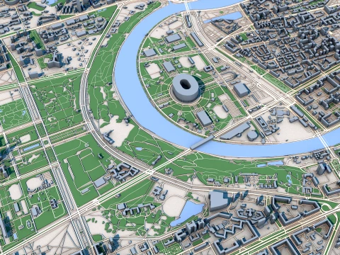 Cityscape Moscow Russia Map 3D Model