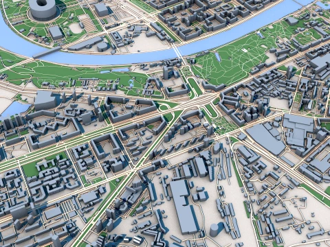Cityscape Moscow Russia Map 3D Model