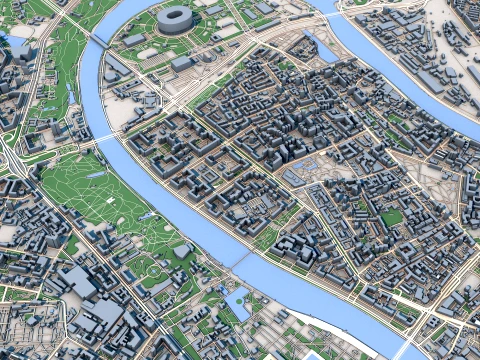 Cityscape Moscow Russia Map 3D Model
