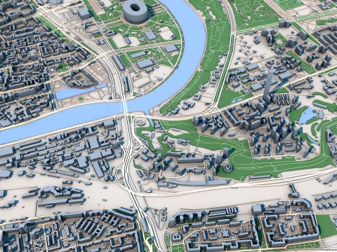 Cityscape Moscow Russia Map 3D Model
