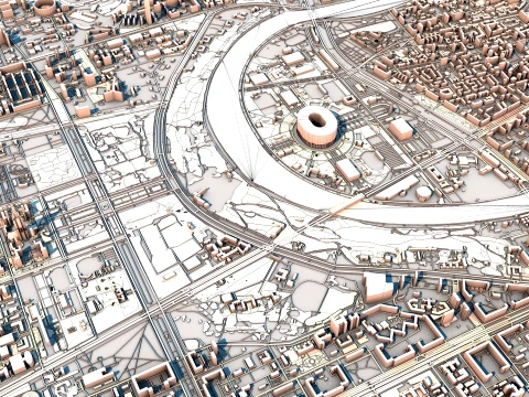 Cityscape Moscow Russia Map 3D Model