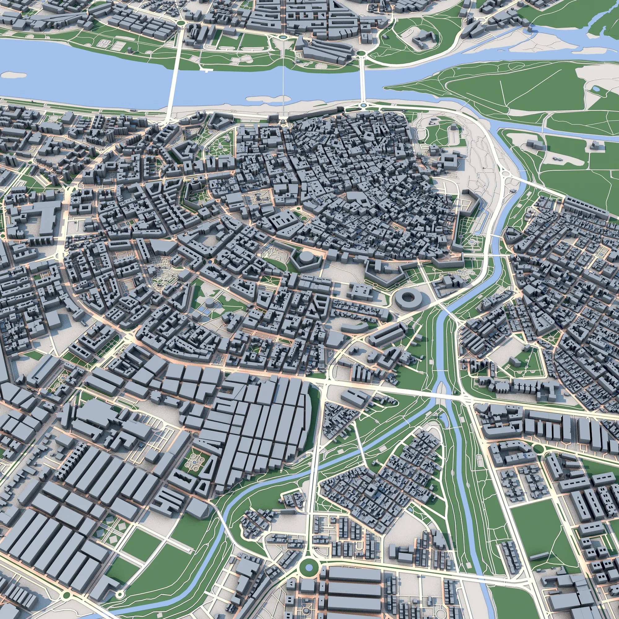 Cityscape Badajoz Spain Map 3D Model .c4d .max .obj .3ds .fbx .stl .blend 