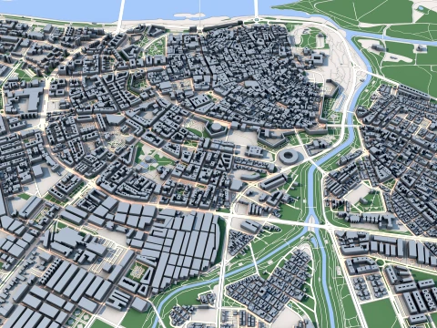 Mapa miasta Badajoz, Hiszpania Model 3D