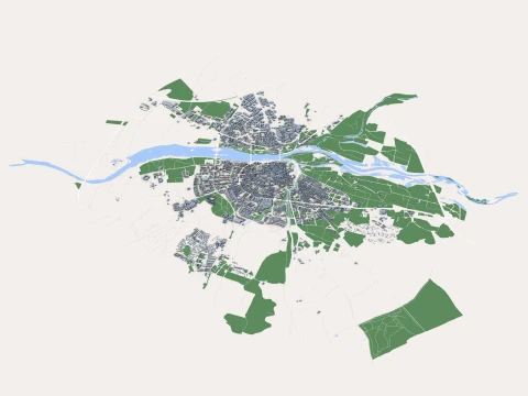 Cityscape Badajoz Spain Map 3D Model