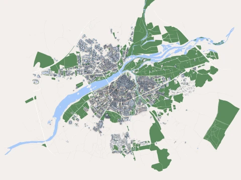 Cityscape Badajoz Spain Map 3D Model