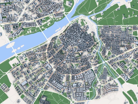 Cityscape Badajoz Spain Map 3D Model
