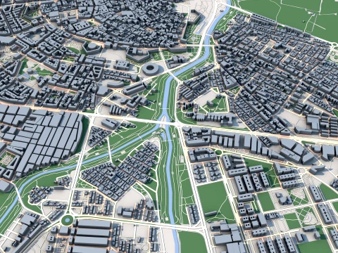 Cityscape Badajoz Spain Map 3D Model
