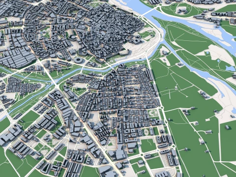 Cityscape Badajoz Spain Map 3D Model
