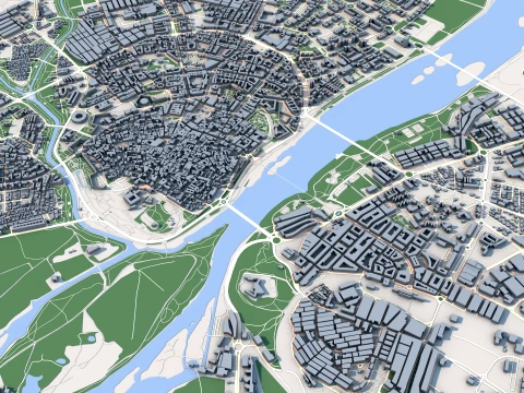 Cityscape Badajoz Spain Map 3D Model