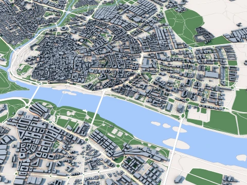 Cityscape Badajoz Spain Map 3D Model