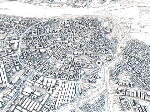 Cityscape Badajoz Spain Map 3D Model