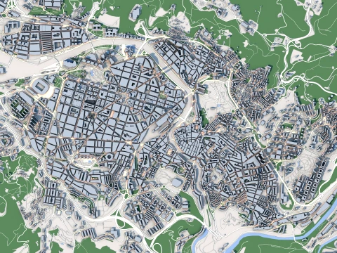 Cityscape Bilbao Spain Map 3D Model