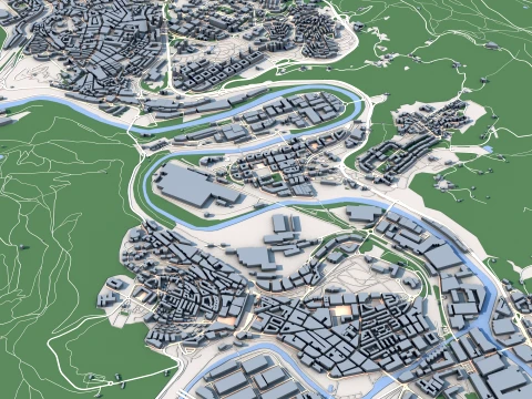 Cityscape Bilbao Spain Map 3D Model
