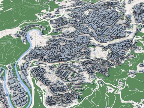 Cityscape Bilbao Spain Map 3D Model