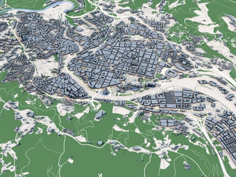 Cityscape Bilbao Spain Map 3D Model