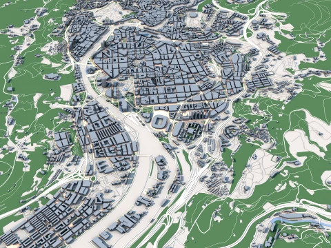 Cityscape Bilbao Spain Map 3D Model