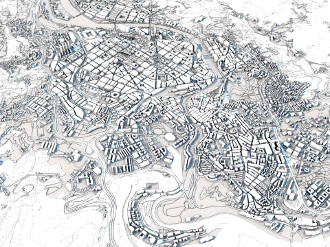 Cityscape Bilbao Spain Map 3D Model