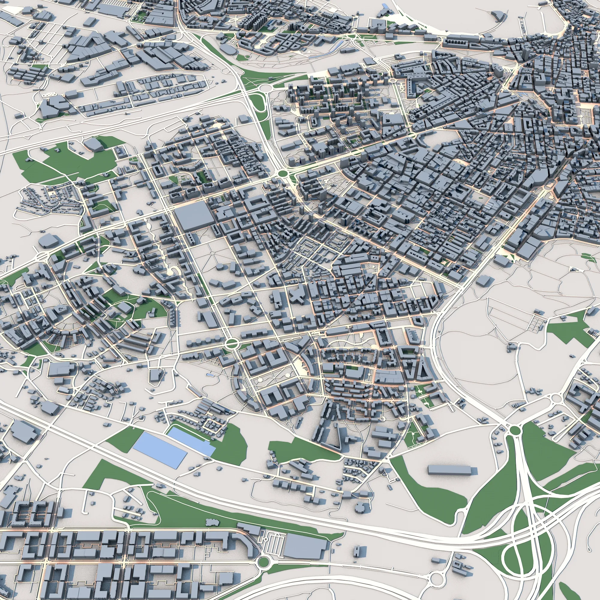 Cityscape Gijon Spain Map 3D Model .c4d .max .obj .3ds .fbx .stl .blend 