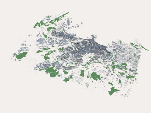 Cityscape Gijon Spain Map 3D Model