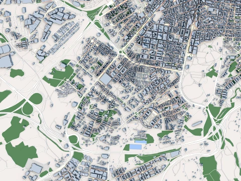 Cityscape Gijon Spain Map 3D Model