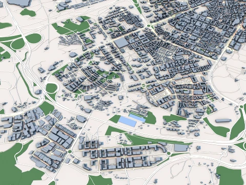 Cityscape Gijon Spain Map 3D Model