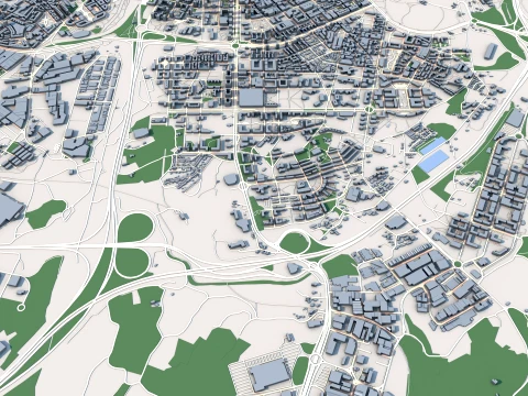 Cityscape Gijon Spain Map 3D Model