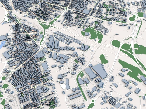 Cityscape Gijon Spain Map 3D Model
