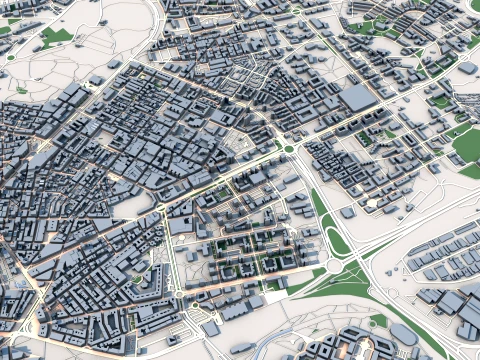 Cityscape Gijon Spain Map 3D Model