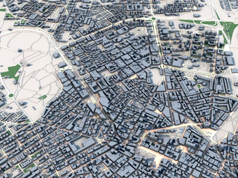 Cityscape Gijon Spain Map 3D Model