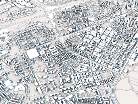 Cityscape Gijon Spain Map 3D Model