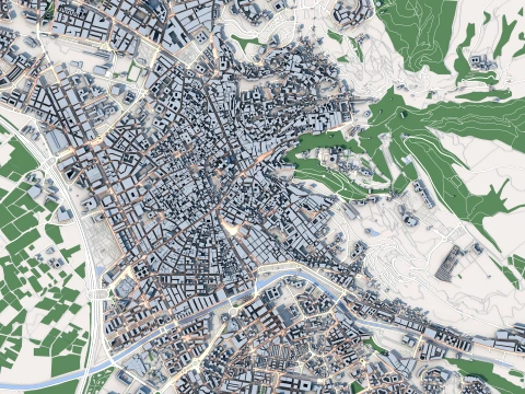 Cityscape Granada Spain Map 3D Model