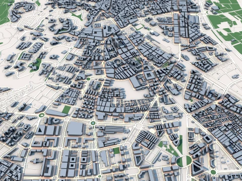 Cityscape Granada Spain Map 3D Model