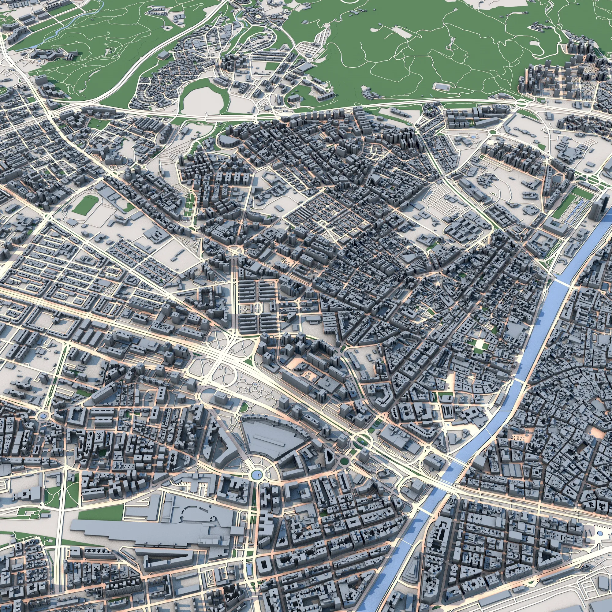 Cityscape Malaga Spain Map 3D Model .c4d .max .obj .3ds .fbx .stl .blend 