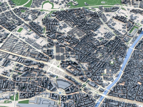 Mapa miasta Malaga, Hiszpania Model 3D