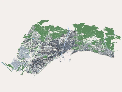 Cityscape Malaga Spain Map 3D Model