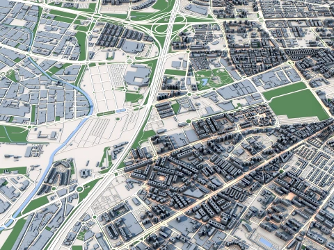 Cityscape Malaga Spain Map 3D Model