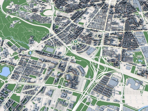 Cityscape Malaga Spain Map 3D Model
