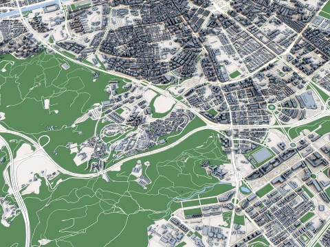 Cityscape Malaga Spain Map 3D Model