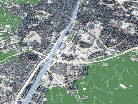 Cityscape Malaga Spain Map 3D Model