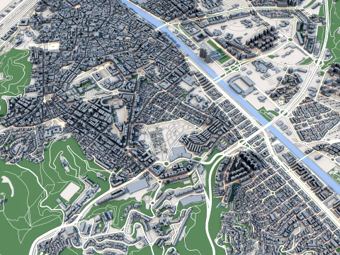 Cityscape Malaga Spain Map 3D Model