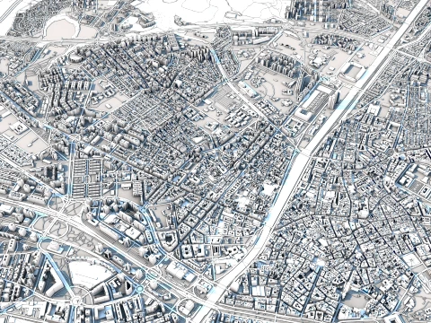 Cityscape Malaga Spain Map 3D Model