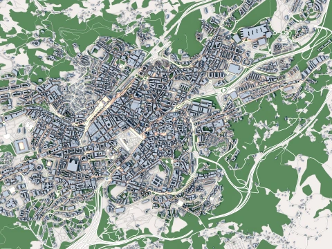 Cityscape Oviedo Spain Map 3D Model